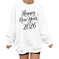 thumbnail image 1 of Black Letter 2026 Happy New Year Theme Graphic Cotton Tee T Shirt Tops Round-neck long-sleeved white S-3XL, 1 of 5