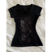 Black Letter Goth Sexy Gothic Graphic T-shirt Vintage Womens 90s Clothes Y2k Crop Top Streetwear Tshirts Subculture Tees Punk