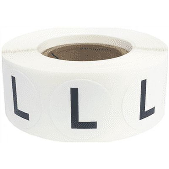 Black Letter L Organizing Inventory Circle Labels | 0.75" inch Round - 500 Pack | InStockLabels.com
