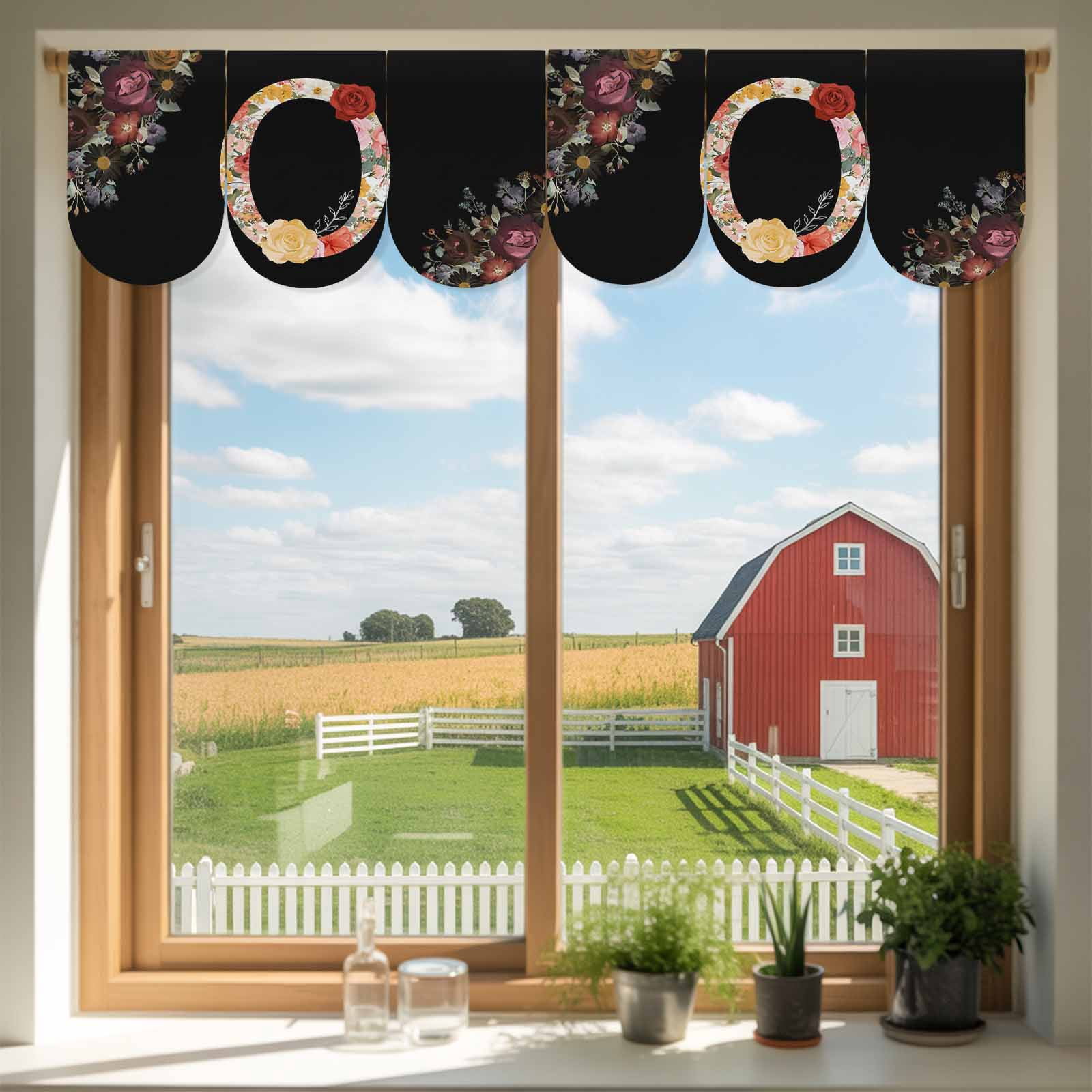 Wlmart Signs Black Letter O Flower Door Banner Watercolor Alphabet O Pink Beige ...