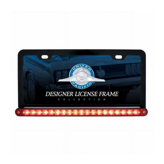 Black License Frame with 19 LED 12" Reflector Light Bar - Red LED/Red Lens