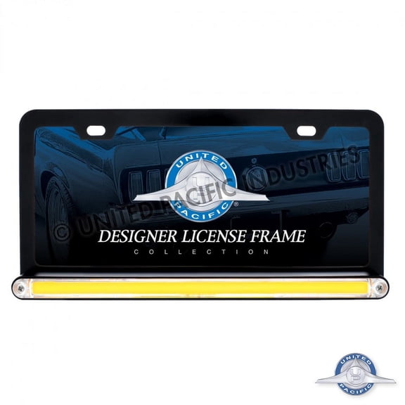 Black License Frame with 24 LED 12" GLO Light Bar - Amber LED/Clear Lens