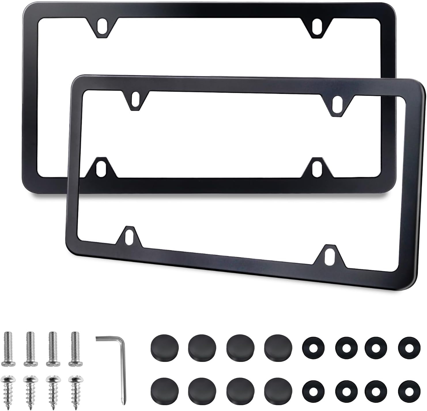 Black License Plate Frames 2 Pack, License Plate Holders Stainless ...
