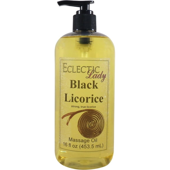 Black Licorice Massage Oil by Eclectic Lady, 16 oz, Sweet Almond Oil and Jojoba Oil