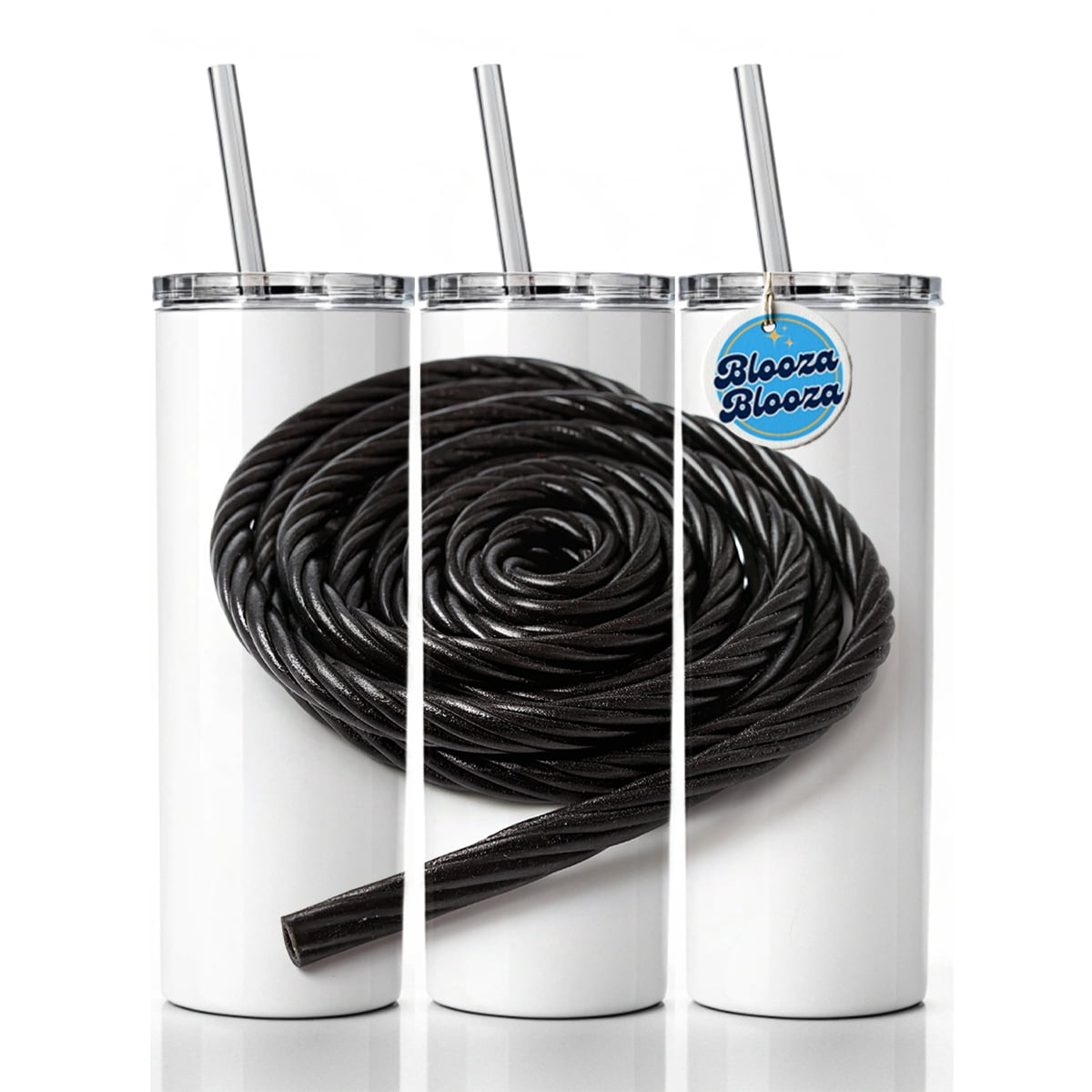 Drinker Rope Black Licorice Rope 20oz Insulated Water Bottle Skinny Tumbler Includes ...