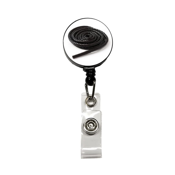Black Licorice Rope Retractable Reel ID Badge Key Card Name Tag Holder with Clip