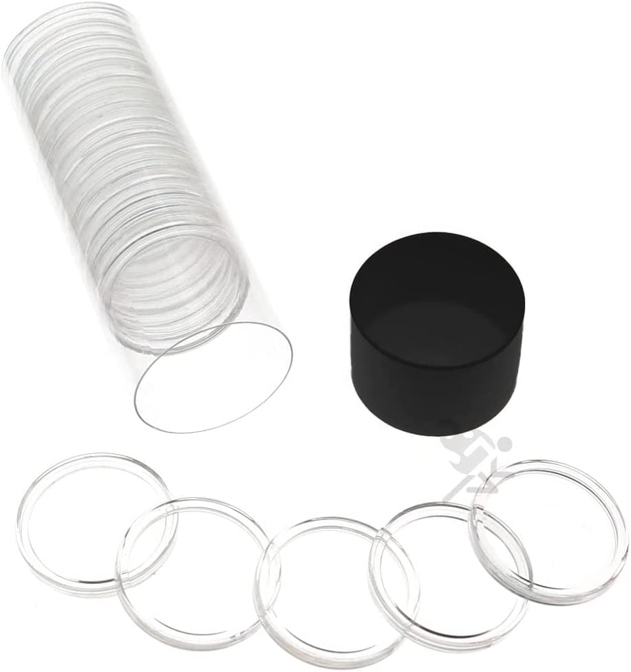 Black Lid Capsule Tube & 20 T30 Direct Fit Coin Holders for Half ...