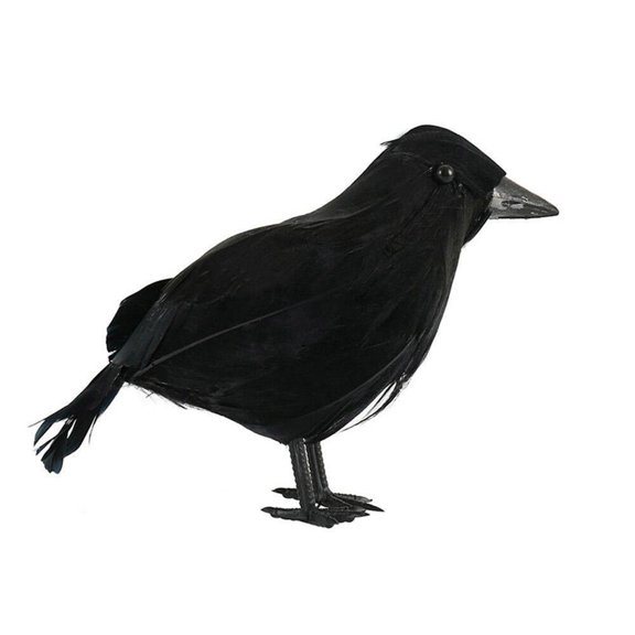 Black Lifelike Crow Figurine, Realistic PVC Raven Animal Model, Durable Bird Sculpture for Kids Educational Play & Halloween Decor (14x10cm) - 1PC