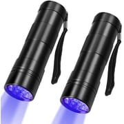 Black Light, 12 LEDs 395nm UV Blacklight Flashlights Detector for Pets Urine and Stains - 2 Pack