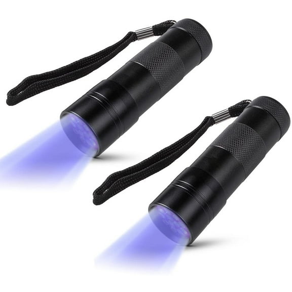 Black Light, 2 Pcs UV Handheld Blacklight Flashlights 12 Led 395nm Mini Light Torch Detector for Pets Urine and Stains