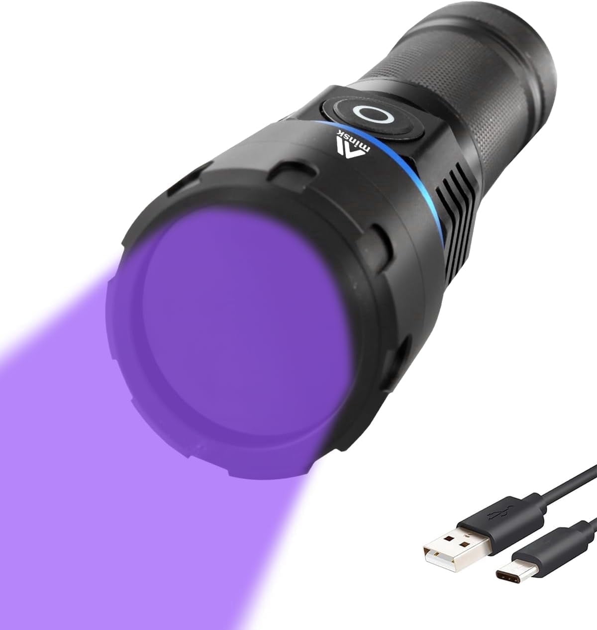 WOLFWAY Black Light 60W, Flashlights High Lumen, USB C Rechargeable, 2 Modes Powerful Lights for Pet Urine Detection, Resin Curing, Minerals, Blood Tracking, AC Leak