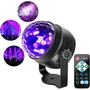 Black Light 6W UV Disco Ball LED Party Light, Sound Activated with Remote Control, 1 Pack