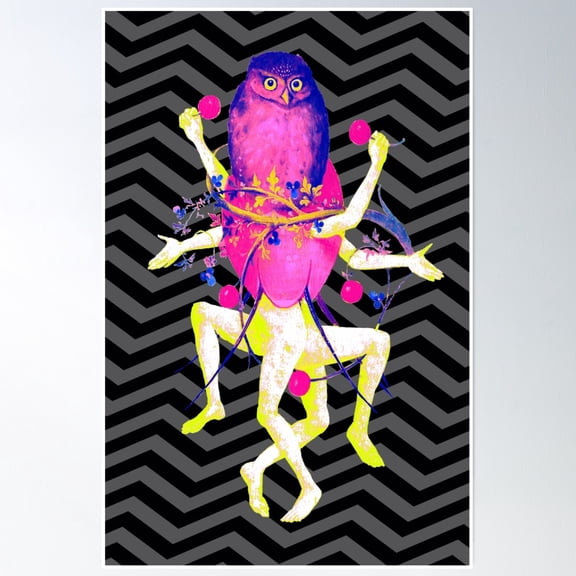 Black Light Blacklight Poster Psychedelic "Bosch Owl" Poster Wall Art, Modern Wall Decor, 12x18 UNFRAMED