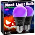 thumbnail image 1 of Black Light Bulbs,9 W LED Black Light Bulb for Halloween Decoration, UVA 385-400nm UV Black Light, A19 Blacklight Bulb for Glow in Dark, Body Paint Fluorescent Poster Glow Party, 2 Pack, 1 of 6