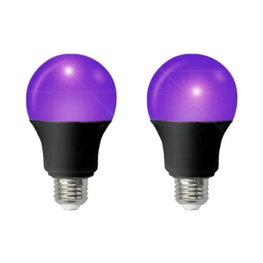 Black Light Bulbs, A19 40Watt Equivalent E26 Base LED Blacklight, UVA Level 395-405nm, Party Bulb, Glow in The Dark for Body Paints, Neon Glow, Painting, Birthday Party, Halloween, Christmas - 2 Pack
