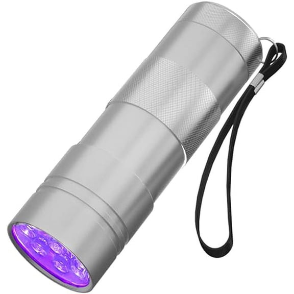 Black Light Flashlight, 12LED 395nm UV Handheld Black Light, Mini Torch Light, Dogs Urine Detector for Dry Urine Stains, Bed Bugs and Scorpions,Silver