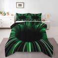 thumbnail image 1 of Black Light Green Comforter&nbsp;Set 3D Black Hole Illusion Geometric Bedding Sets Full,Neon Lights Abstract&nbsp;Art Quilt,Geometry Stripes&nbsp;Line Artwork Room Decor for Adults Teens, 1 of 5