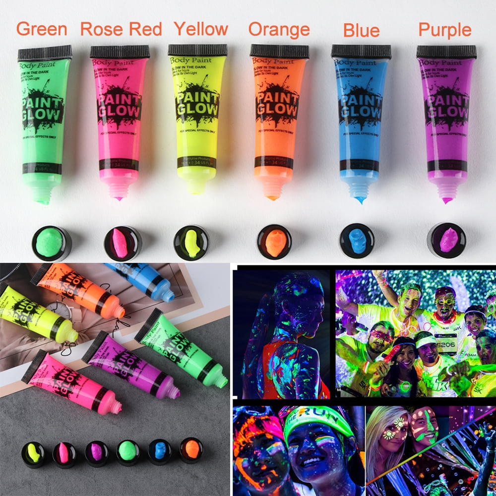 Black Light Neon Face and Body Paint Glow in the Dark Paint Halloween ...