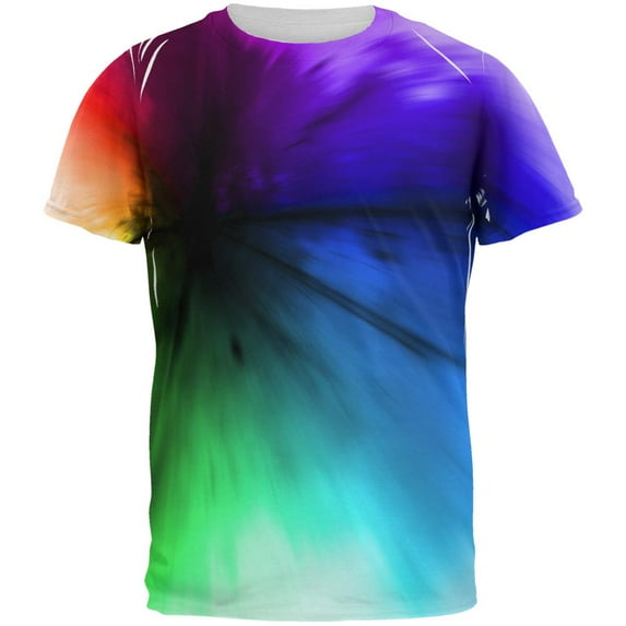 Black Light Raver Rainbow All Over Mens T Shirt Multi MD