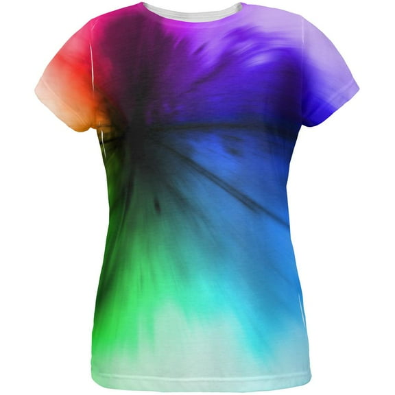 Black Light Raver Rainbow All Over Womens T Shirt Multi X-LG