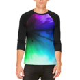 thumbnail image 1 of Black Light Raver Rainbow Mens Raglan T Shirt White-Black MD, 1 of 2
