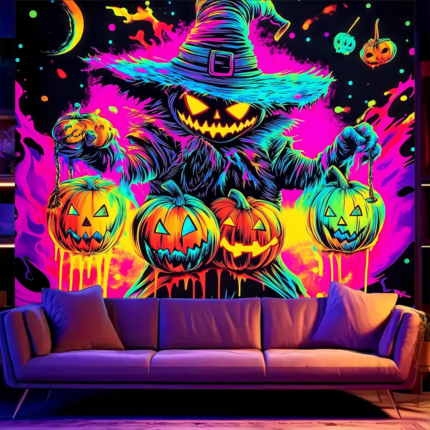 Black Light Tapestry – UV Reactive Glow in the Dark Wall Hanging