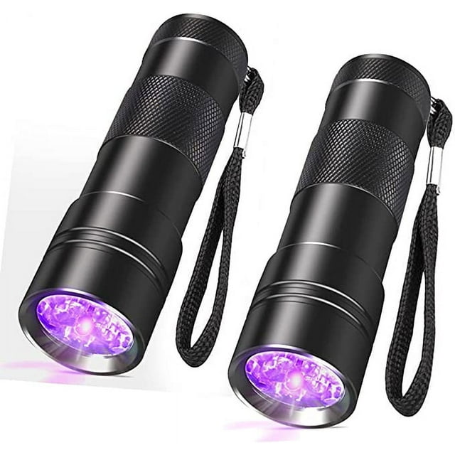 Black Light Torch, 2 Pack of 12 LED UV Black Light Torches, 395nm Handheld Torch, Professional