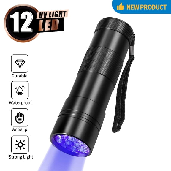 Black Light UV Flashlight,12 LED Urine Detector For Dog/Cat/Pet Urine & Dry Stains and Bed Bug On Carpets/Rugs/Floor,Matching with Pet Odor Eliminator1 pcs)