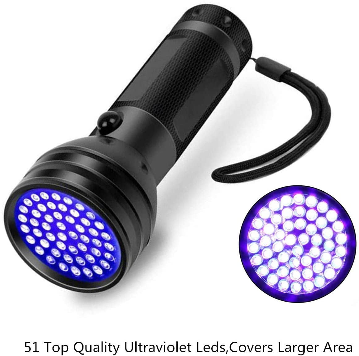 Black Light UV Flashlight,2020 Upgraded UV lights 51 LED Blacklight Pet Urine Detector For Dog/Cat Urine,Dry Stains,Bed Bug, Matching with Pet Odor Eliminator