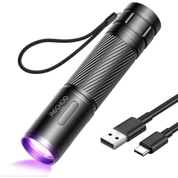 Black Light UV Flashlight, 395nm Blacklight Rechargeable Flashlights UV Light, Portable Mini Black Light for Pet Urine Detection, Bed Bug, Dry Stains, Resin Curing, Scorpions Finder
