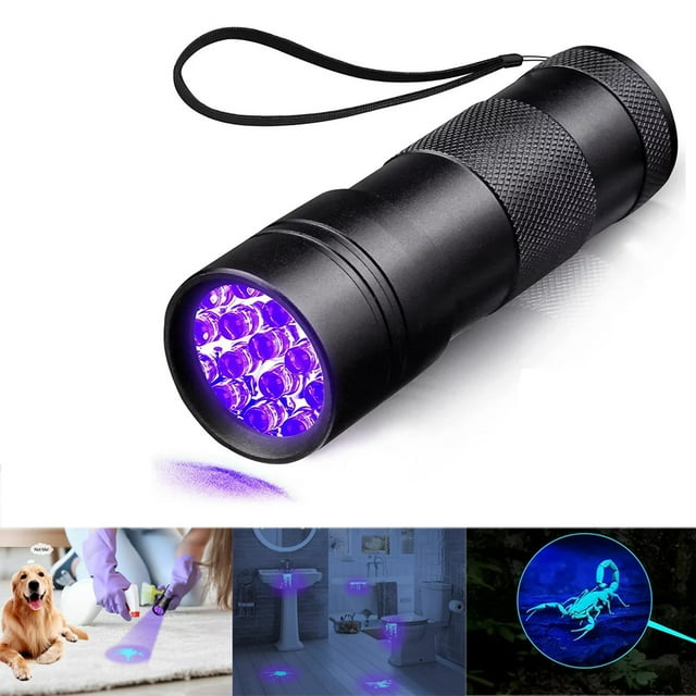 Black Light UV Flashlight Blacklight 12 LED Urine Detector for Dog/Cat