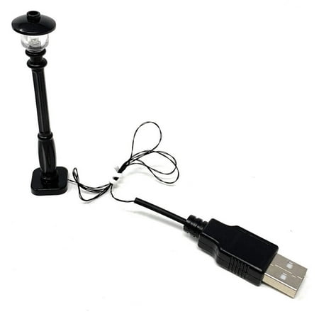 Black Light-Up Lamp Post (Yellow / Warm Light)