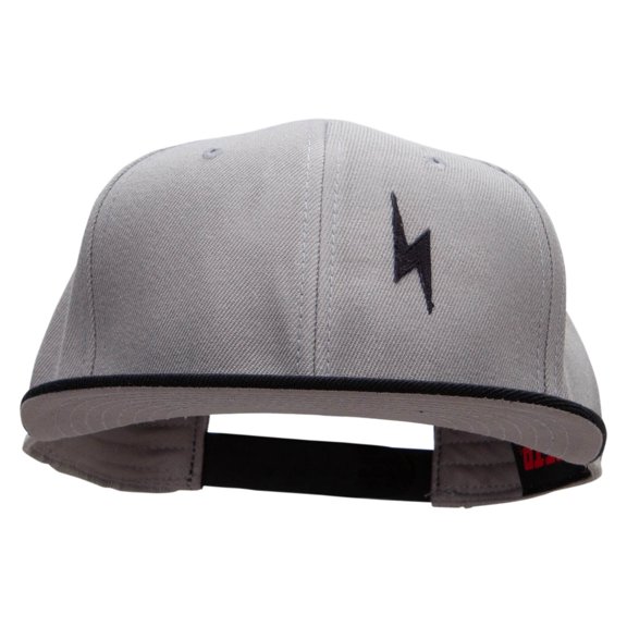 Black Lighting Bolt Patched Wool Blend Pro Style 2 Tone Snapback - Black Grey OSFM