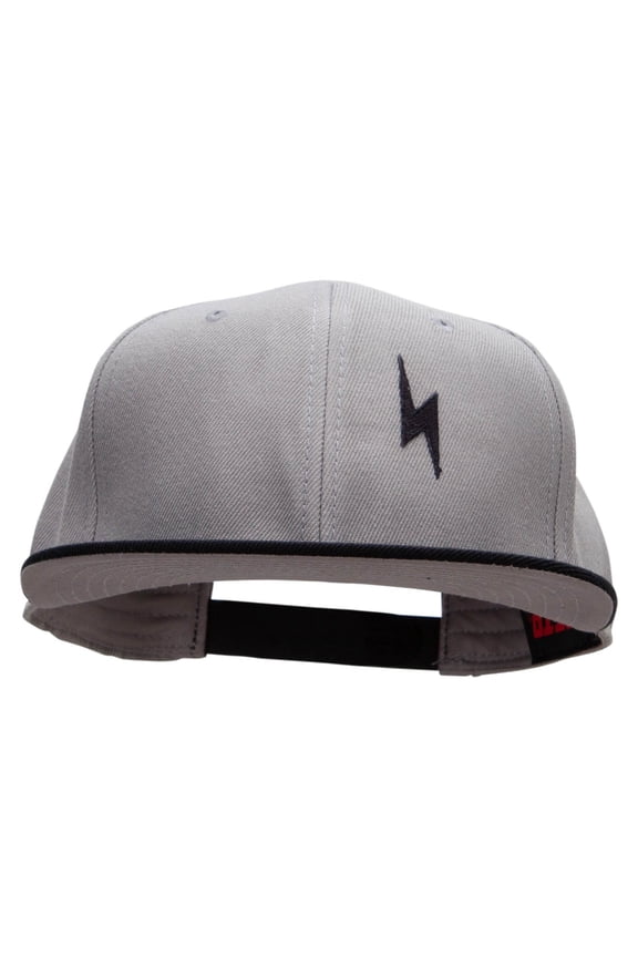 Black Lighting Bolt Patched Wool Blend Pro Style 2 Tone Snapback - Black Grey OSFM
