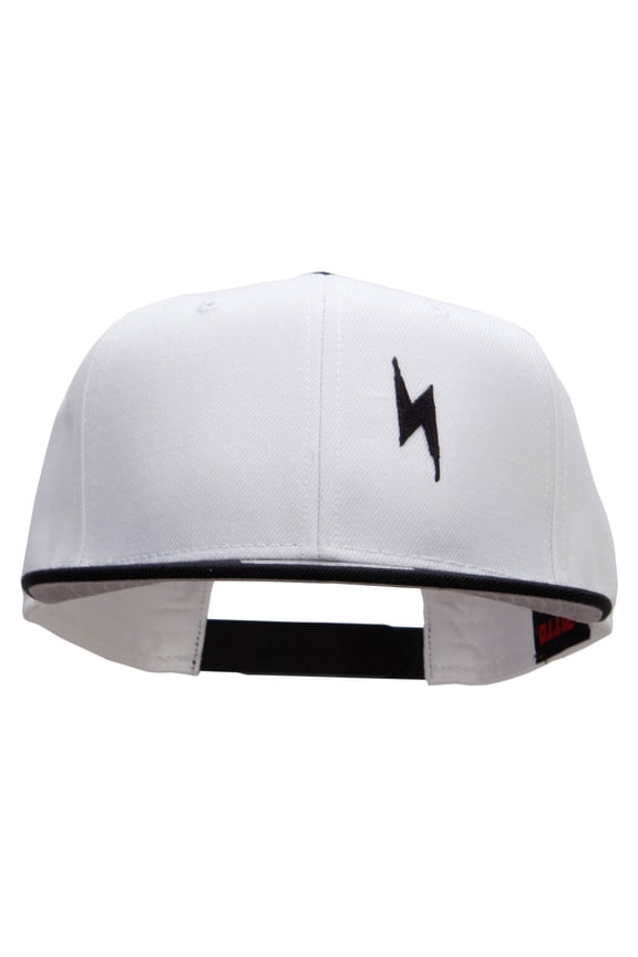 Black Lighting Bolt Patched Wool Blend Pro Style 2 Tone Snapback - Black White OSFM