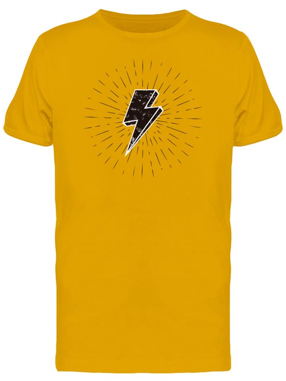 Black Lightning Bolt Cartoon T-Shirt Men -Image by Shutterstock, Male Medium