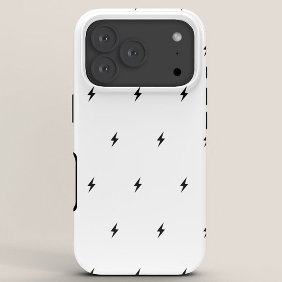 Black Lightning Bolt Pattern Tough Case for Apple iPhone, Dual-Layer Polycarbonate and TPU