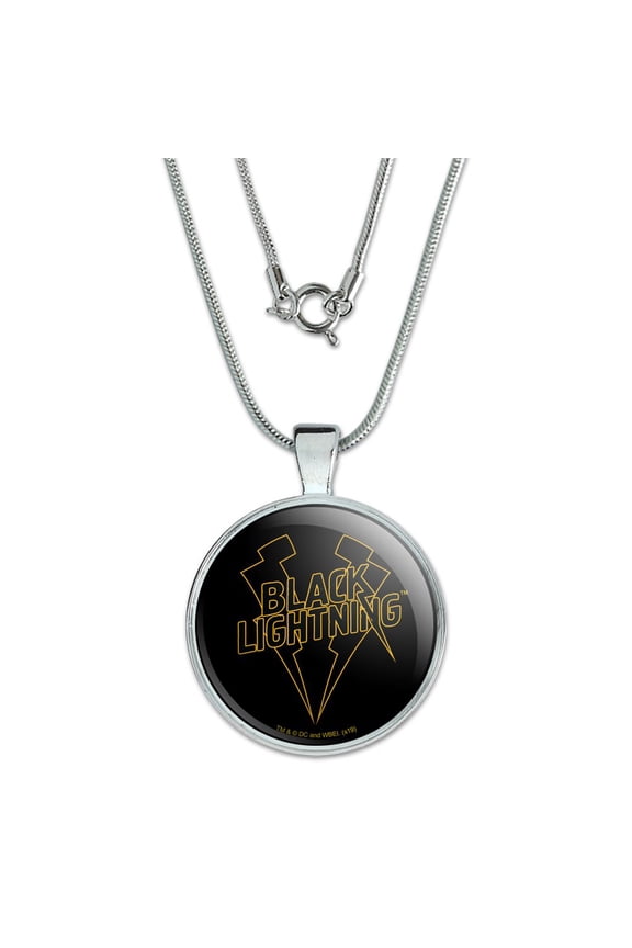 Black Lightning Logo 1" Pendant with Sterling Silver Plated Chain
