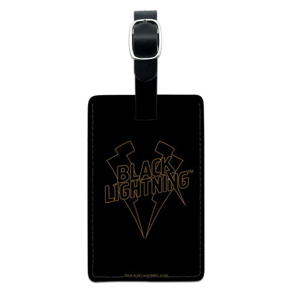 Black Lightning Logo Rectangle Leather Luggage Card Suitcase Carry-On ID Tag