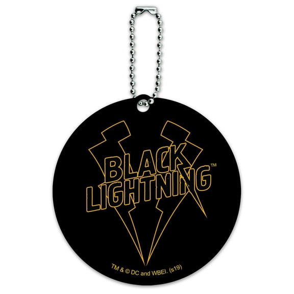 Black Lightning Logo Round Luggage ID Tag Card Suitcase Carry-On
