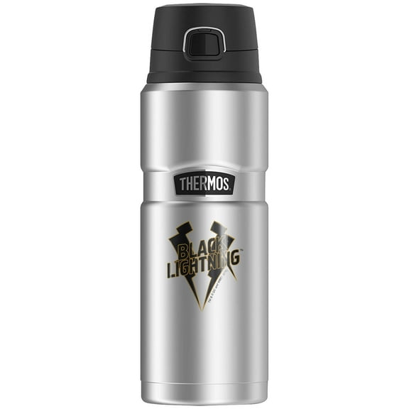 Black Lightning Logo, THERMOS STAINLESS KING Stainless Steel Drink Bottle, Vacuum insulated & Double Wall, 24oz