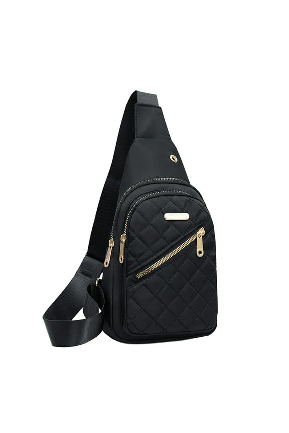 Black Lightweight Chest Front Pack Water-Resistant Crossbody Bag With Secure Zipper Pockets For Running Cycling Outdoor Adventures #IClwr