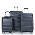 Black Lightweight & Durable 3 Piece Luggage Sets with Double Spinner