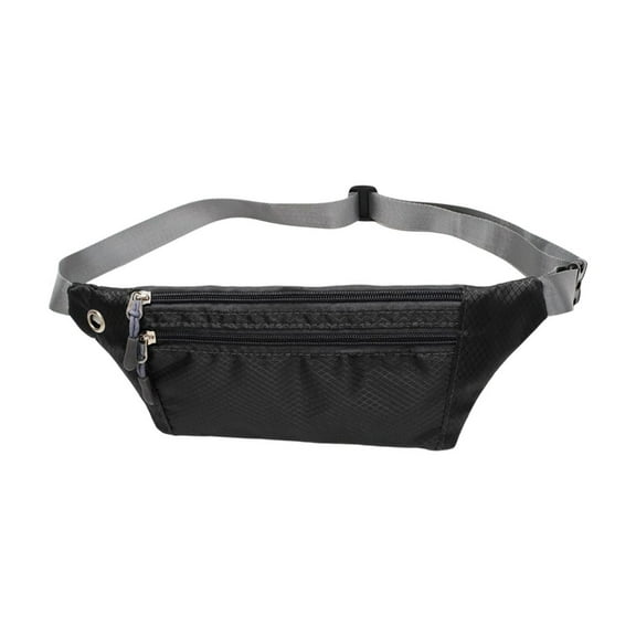 Black Lightweight Fitness Waist Pack For Men And Women, Outdoor Running Belt Bag, Nylon Material, 12.99X4.33X1.97 Inches, Small Sports Pack For Phone And Keys