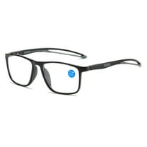 Black Lightweight Sports Anti-Blue Light Reading Glasses 1.50 for Men Plastic Rectangular Flexible Readers 1.50 Strength