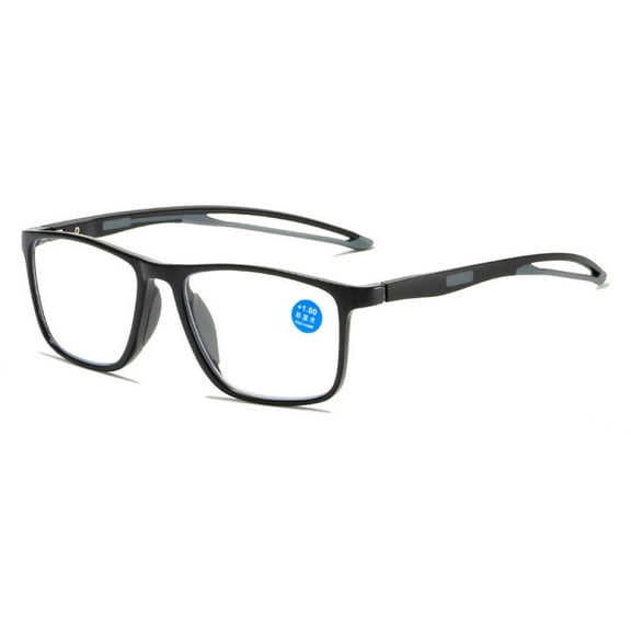 Black Lightweight Sports Anti-Blue Light Reading Glasses for Men Plastic Rectangular Flexible Readers