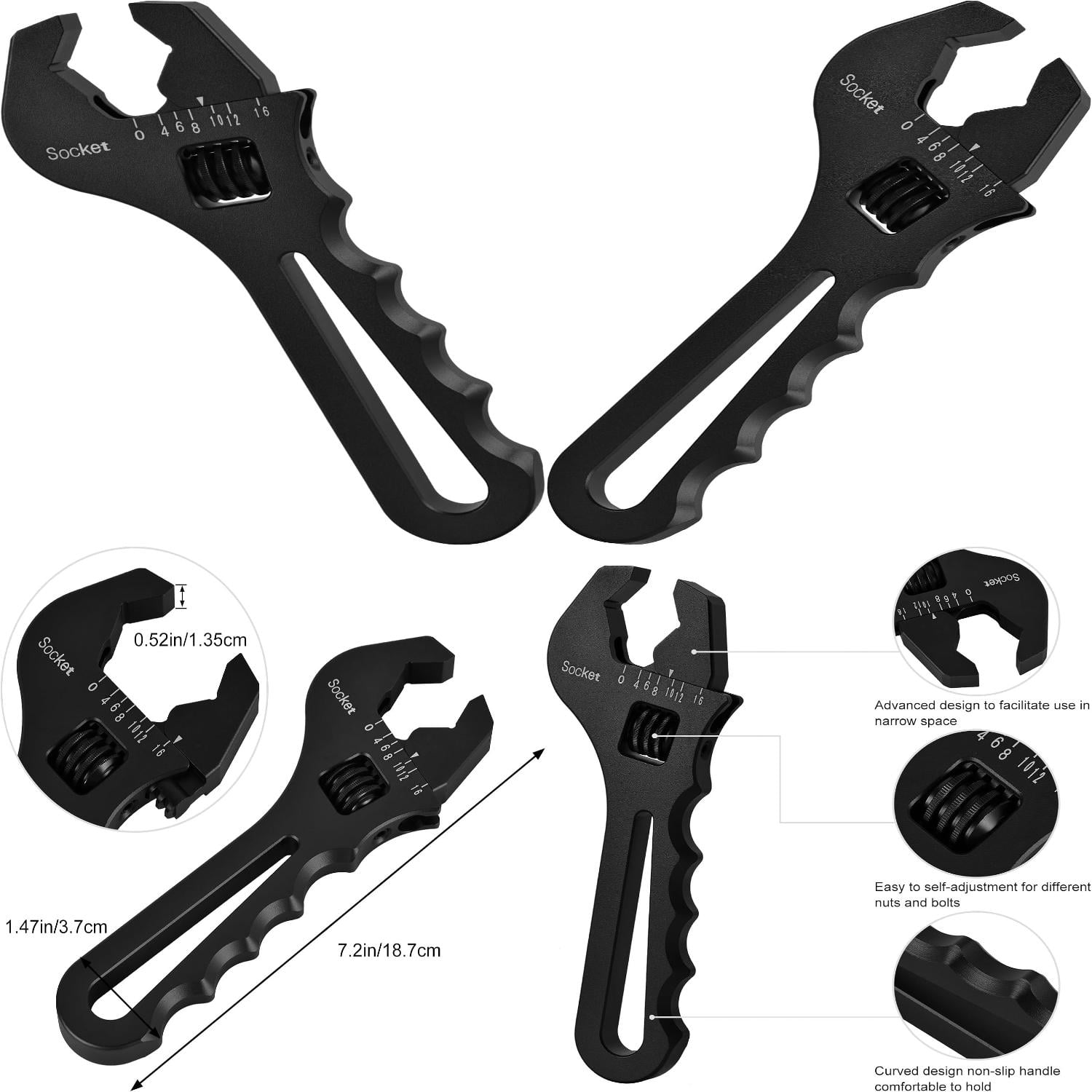 Black Lightweight Versatile Aluminum AN316AN Precision Adjustable