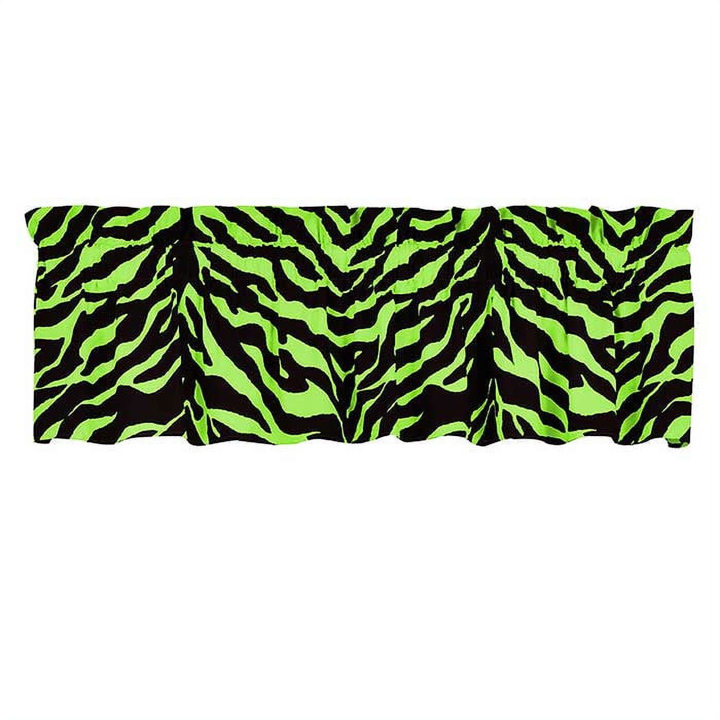 Black & Lime Green Zebra Print Valance