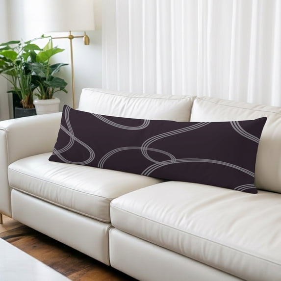 Black Line Art Body Pillow Cover, Pillowcase Protectors with Zipper, Breathable Decorative Throw Pillow Case Cover, Modern Abstract Geometric Ribbons Pillow Shams for Couch Sofa 20x60Inch