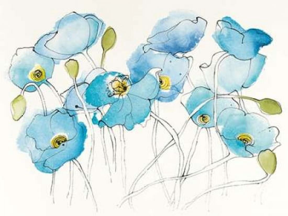 Black Line Poppies III Watercolor Canvas Art - Shirley Novak (22 x 28)